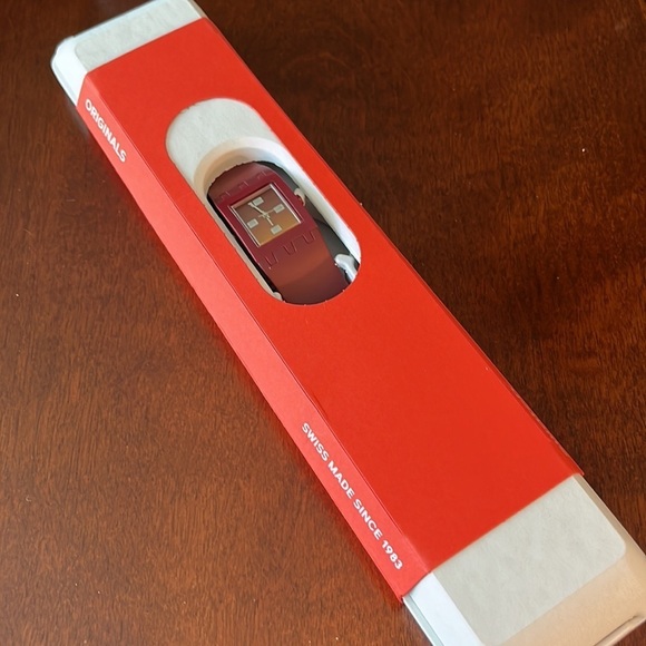 NIB Swatch SUBR102 tank watch - ombré face / two tone band with clear stripe - Picture 6 of 7